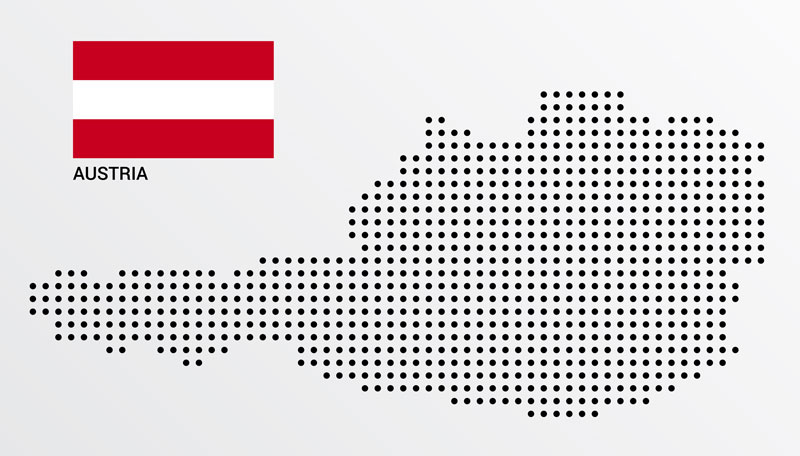 Karte von Österreich mit Flagge
